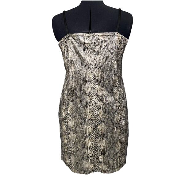 Vintage 90s Esprit De Corp Large Snakeskin Velvet Stretch Slip Dress Strappy Y2K - Picture 3 of 4